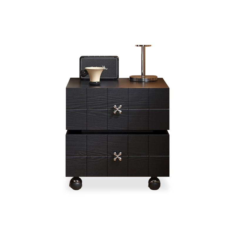 Modern Solid Wood End Table, Black