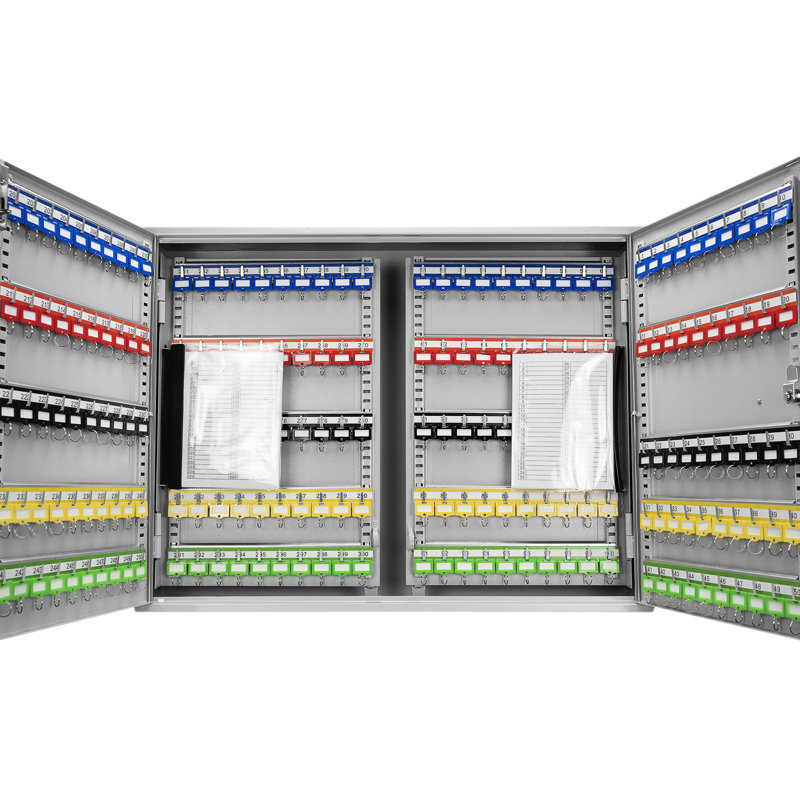 Boîte de rangement 400 clés à clé réglable en gris - Armoire en acier à verrou numérique fixée au mur pour plus de commodité Étiquettes colorées Support d'accessibilité rapide