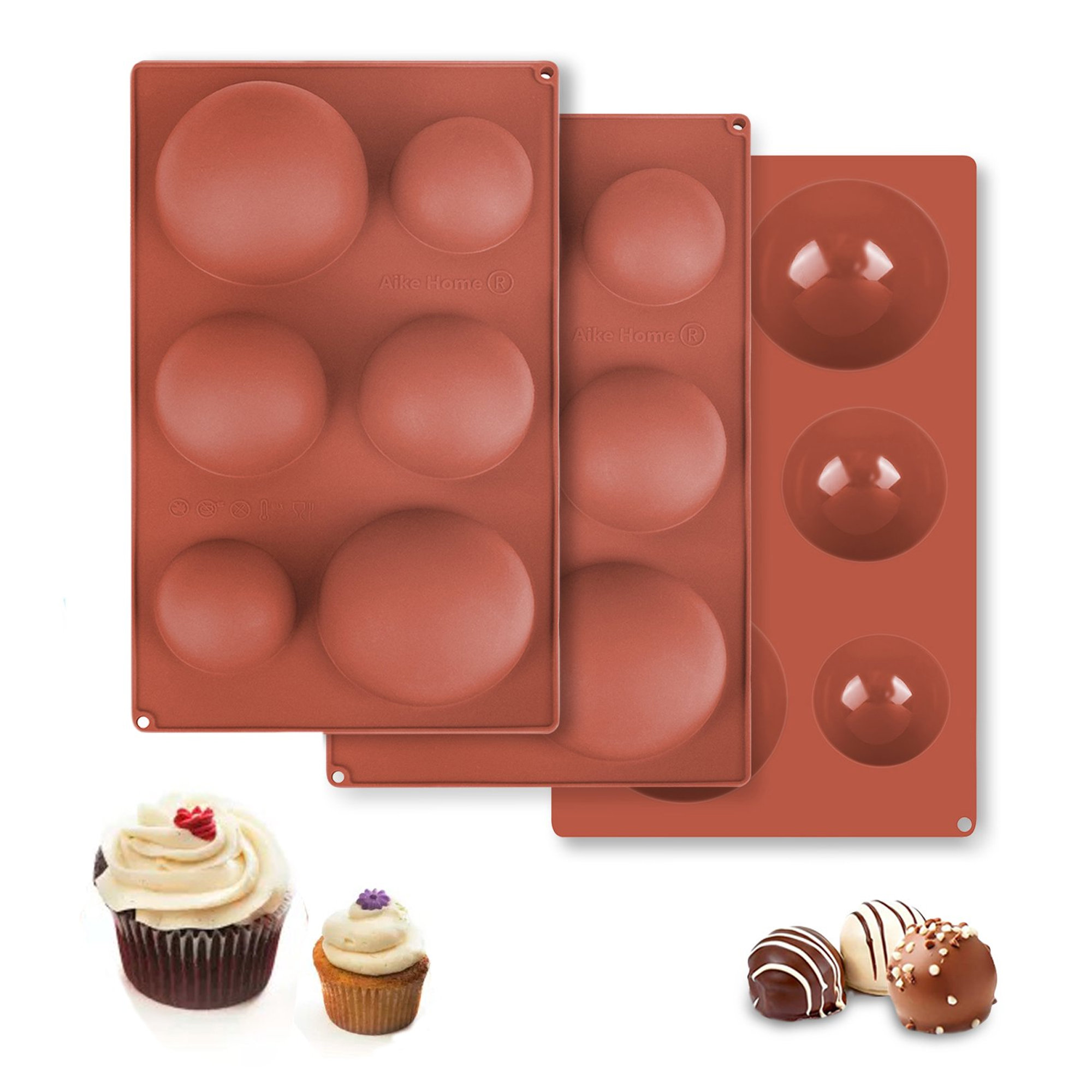 Aptoco 8 Piece 6 Cup Non-Stick Chocolate Molds Silicone Molds for Baking