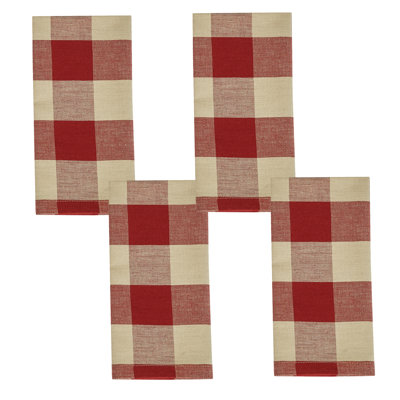  Ensemble de 4 serviettes de table grenat Buffalo Check