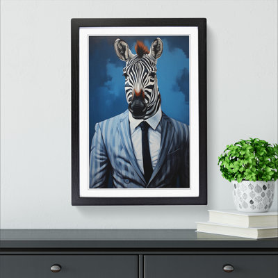 Zebra In A Suit Painting - Single Picture Frame Print on Wood