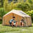 4-6 Person Inflatable Camping Tent with Stove Jack, 300D Oxford Fabric Blow Up Tent, 2 Skylights, Hand Pump, 3-in-1 Windows, Waterproof 4 Season Glamping Tent for Family Camping, Beige-118727223