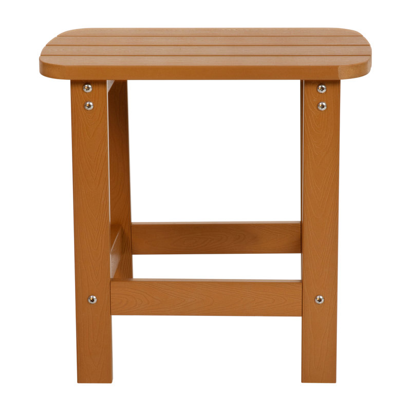 Balasi All-Weather Poly Resin Adirondack Side Table - Patio Table, Teak