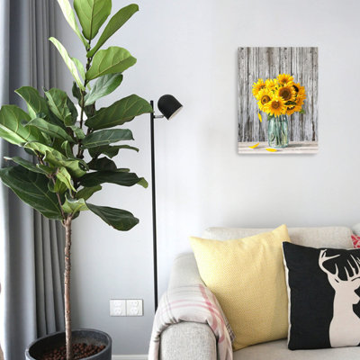 Modern Yellow Flower Unframed Canvas Wall Art  24" X 32"