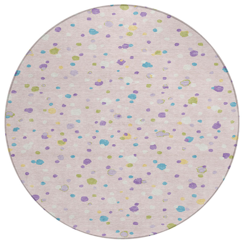 Machine Washable Indoor/Outdoor Chantille ACN2518 Geometric Rug, Round 8', Pink