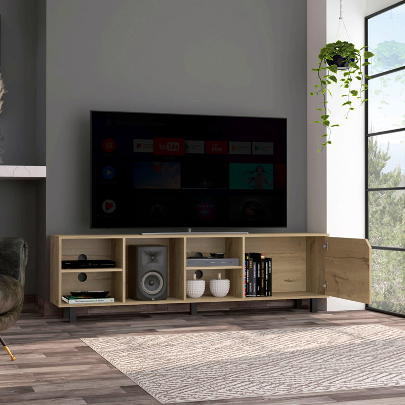 Meuble télé 5 tablettes Chêne clair