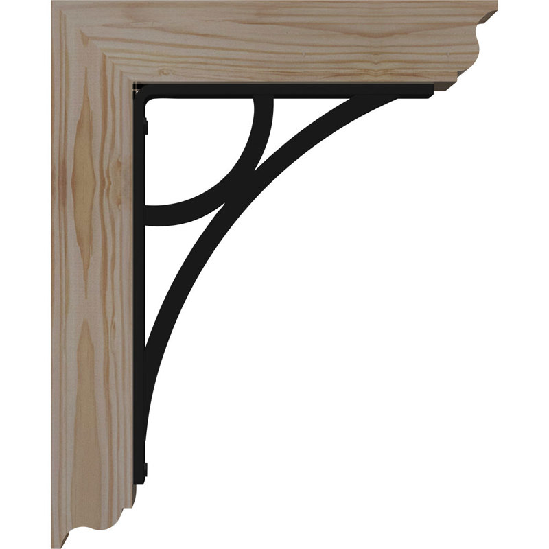 Triple support de fer Galveston, H 14 po x P 11 1/2 po, Sapin de Douglas de l 3 1/2 po x T 2 po (lisse)