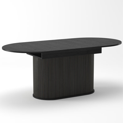 Table de salle à manger extensible de 55,11 po à 70,86 po avec pieds rayés pour le salon et la cuisine (noir)