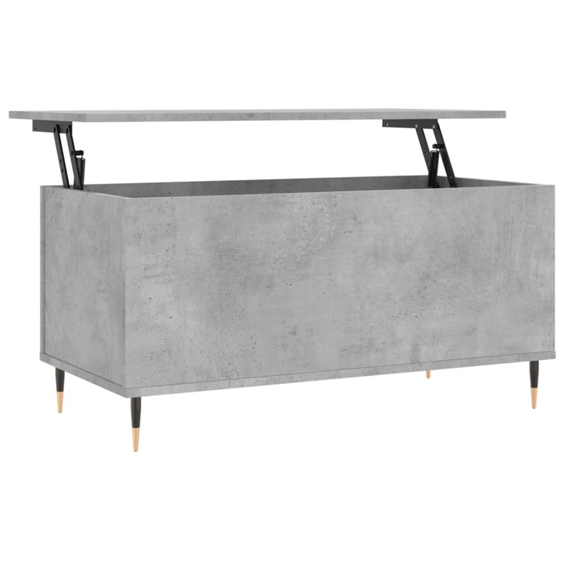 Dumond Coffee Table 90x44.5x45 cm Engineered Wood, Concrete Grey, 45cm H x 90cm L x 44.5cm W