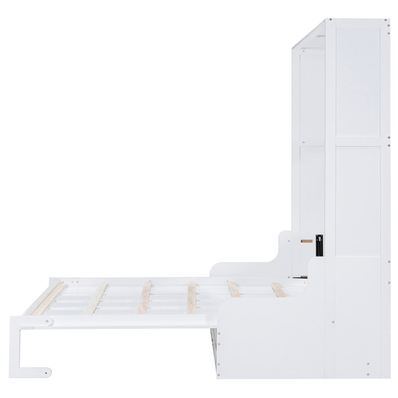 White Queen Bed Wall Bed, Ideal For Saving Space In Guest Rooms And Home Gyms, Foldable Into Cabinet, Laminated Plywood Offices,