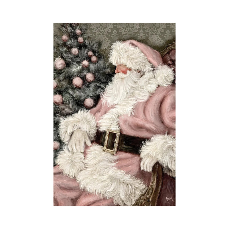 «Tickled Pink Santa», reproduction d'art sur toile tendue