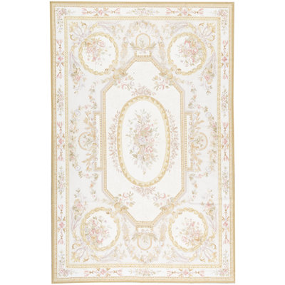 Tapis beige noué à la main de haute qualité