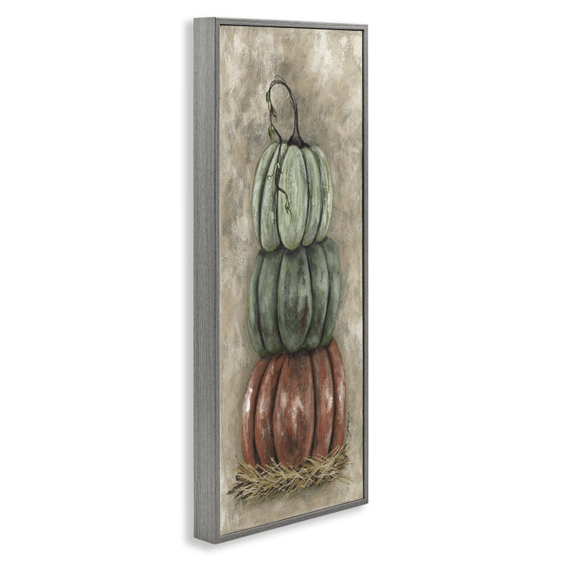 «Stacked Rustic Pumpkins», art de la giclée encadrée par Julie Norkus, Estampe numérique Farmhouse, H 30 po x l 13 po