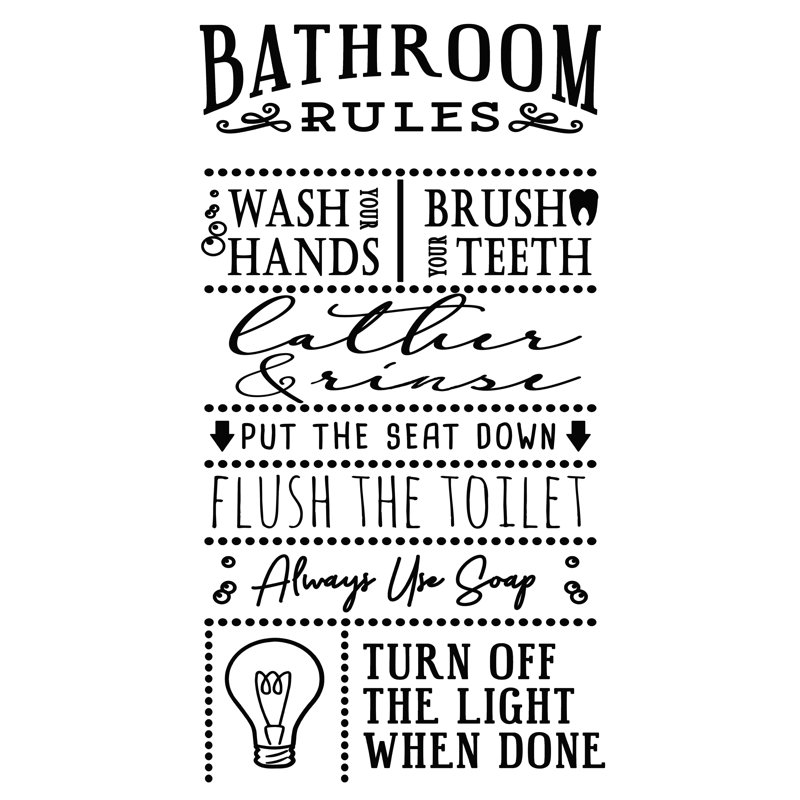 «Bathroom Rules» - impression sur toile tendue, L 36 po x H 48 po