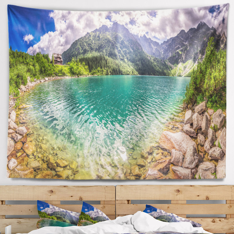 Paysage incroyable tatra mountains lake tapestry, H 50 po x l 60 po
