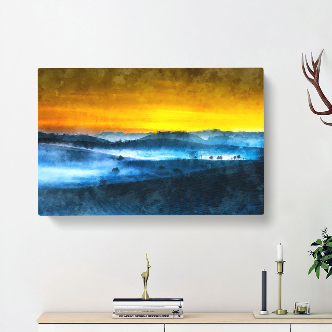 Sunrise over a Tea Plantation - Wrapped Canvas