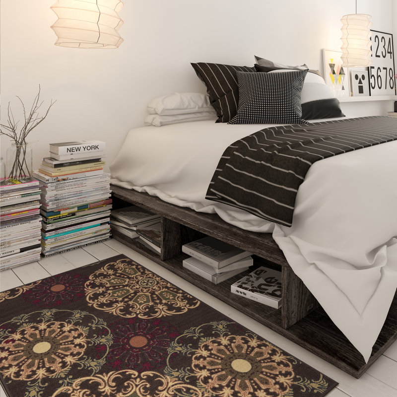 Tapis boho antidérapant lavable à la machine pour le salon, le couloir, Rectangle 3 pi 3 po x 5 pi