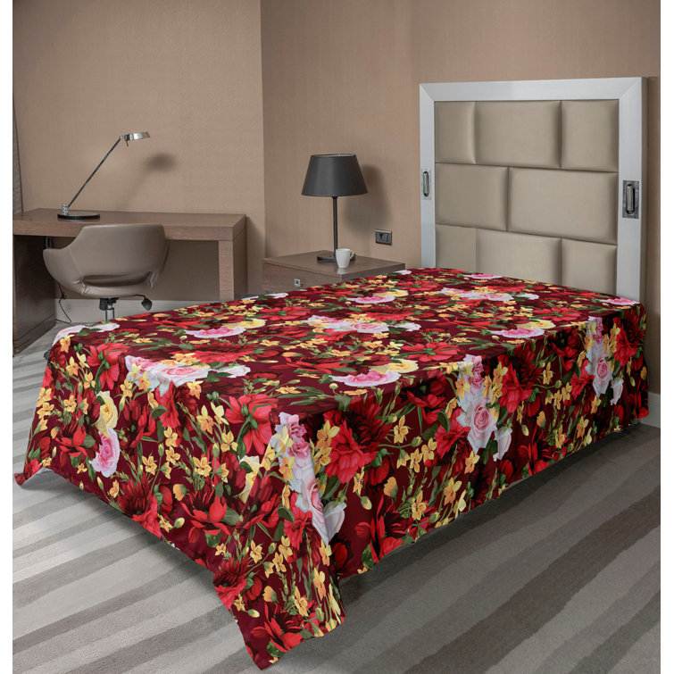 Ambesonne, drap plat floral pivoines, art botanique printanier
