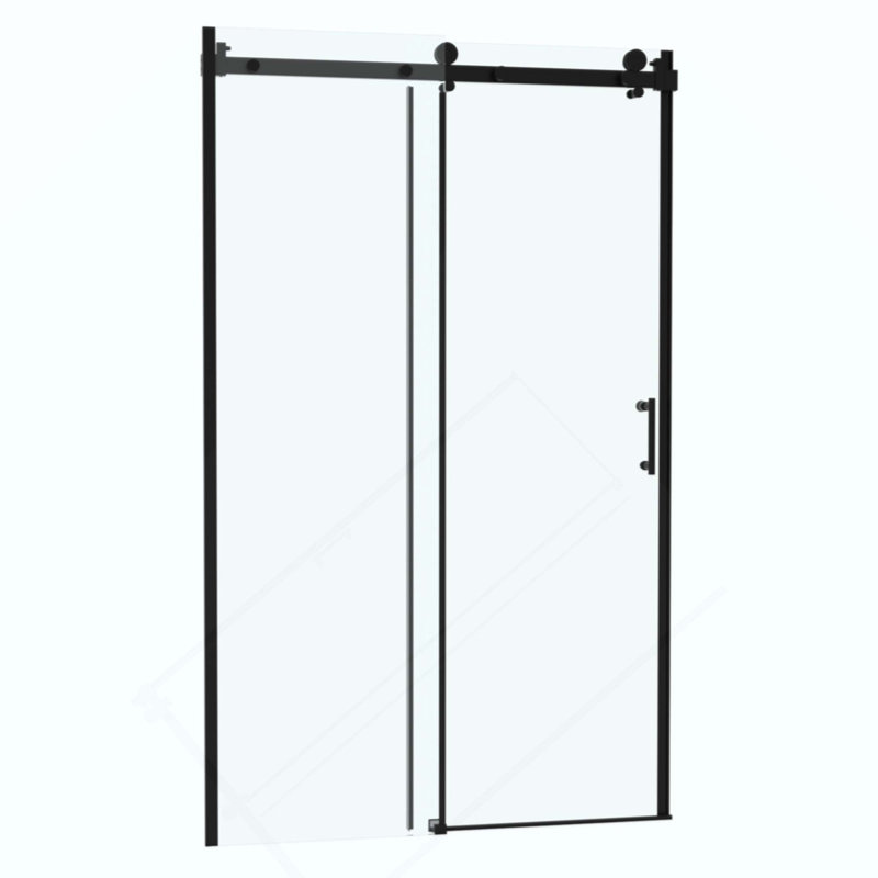 Porte de douche simple coulissante - Verre trempé de 8 mm avec cadre en acier inoxydable 304, Noir mat