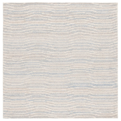 Matroni Hand Tufted Pet Yarn/Wool/Cotton Abstract Rug in Light Blue/Ivory
