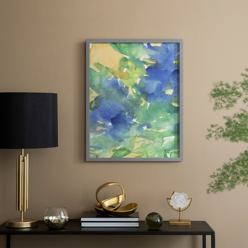 Fanciful Flora I Framed Print - Solid Wood, Gray, 15" H x 12" W