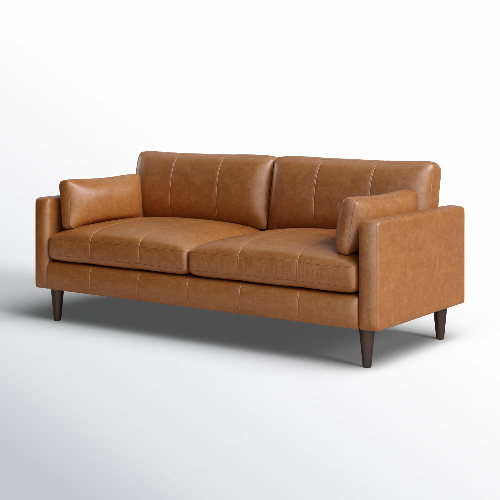 Viveros 81" Leather Sofa, Brown Genuine Leather, Dark Walnut