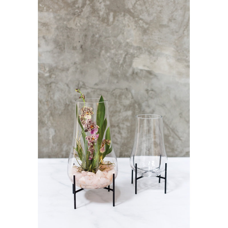 Audrina Handmade Glass Table Vase, 14.25" H x 8" W x 8" D