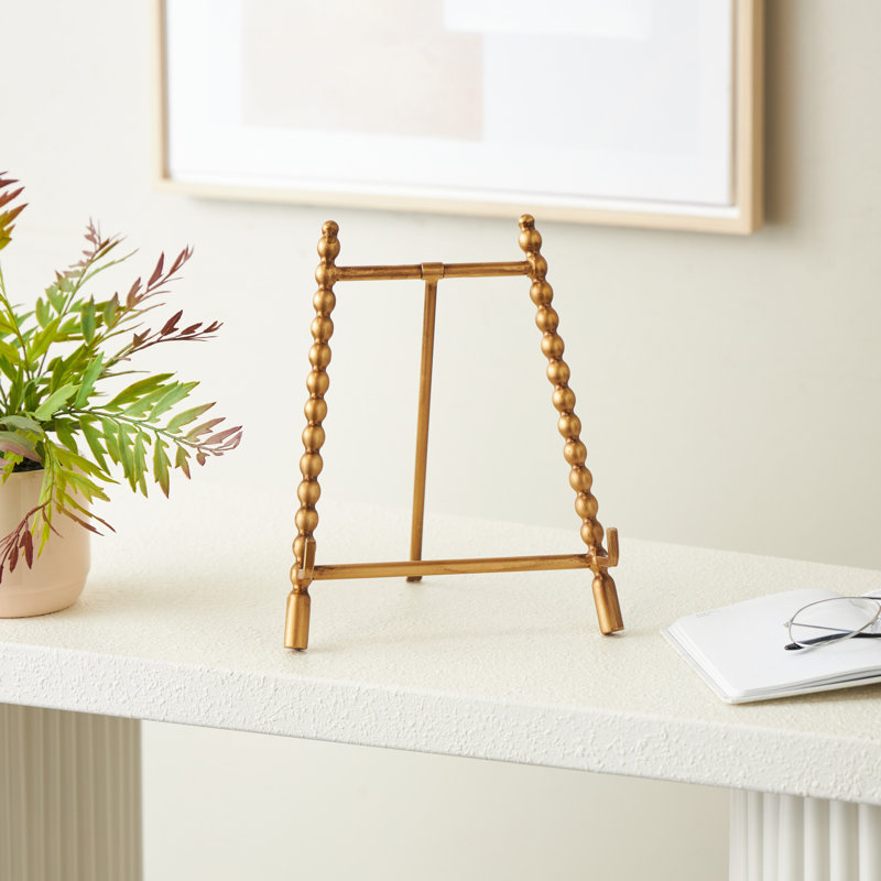 Cole And Grey Metal Wide Abstract Display Easel, Gold