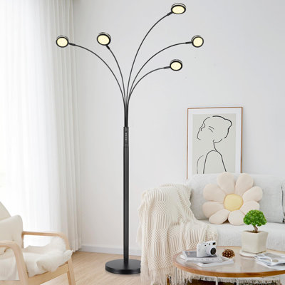 Lampe sur pied à DEL avec télécommande, lampe sur pied à intensité variable 2250LM avec minuterie, couleurs réglables, luminosité et 5 bras réglables