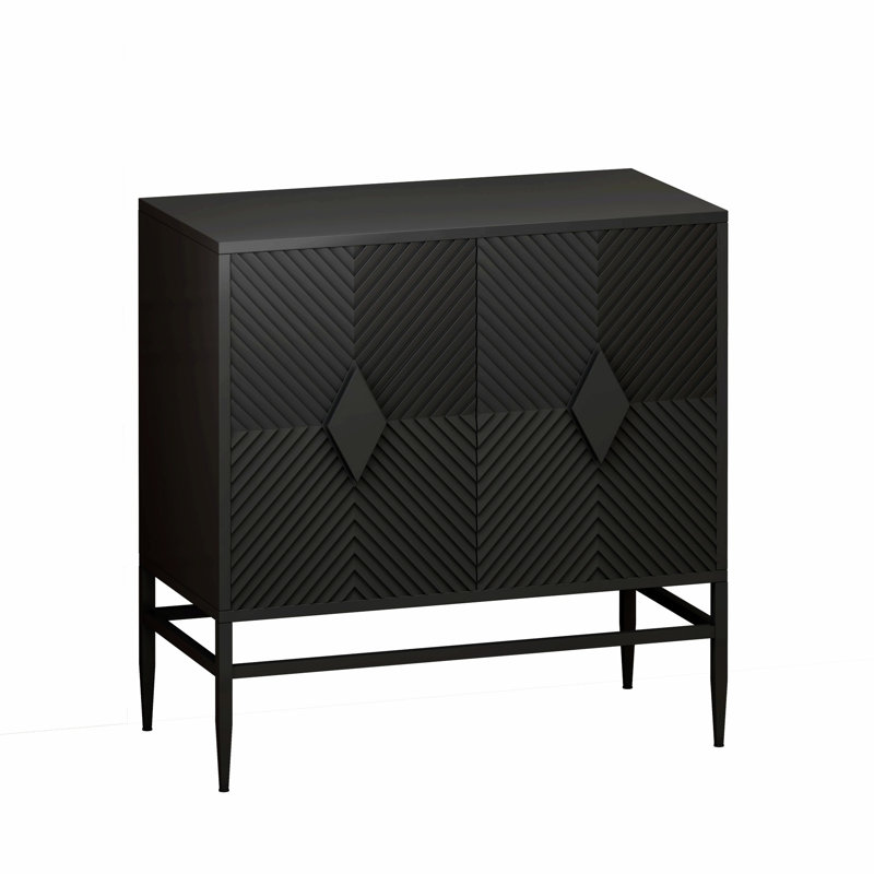Armoire de rangement moderne en bois à 2 portes 31,50 po Lankford, Noir, noir, noir, noir