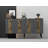 Modern Console Table with Striped Design, Anthracite & Gold, 100% Melamine Coated Particle Board, Thickness: 0.7 inches | Stylish and Functional for Living Room or Entryway, Glam Decor-455031282