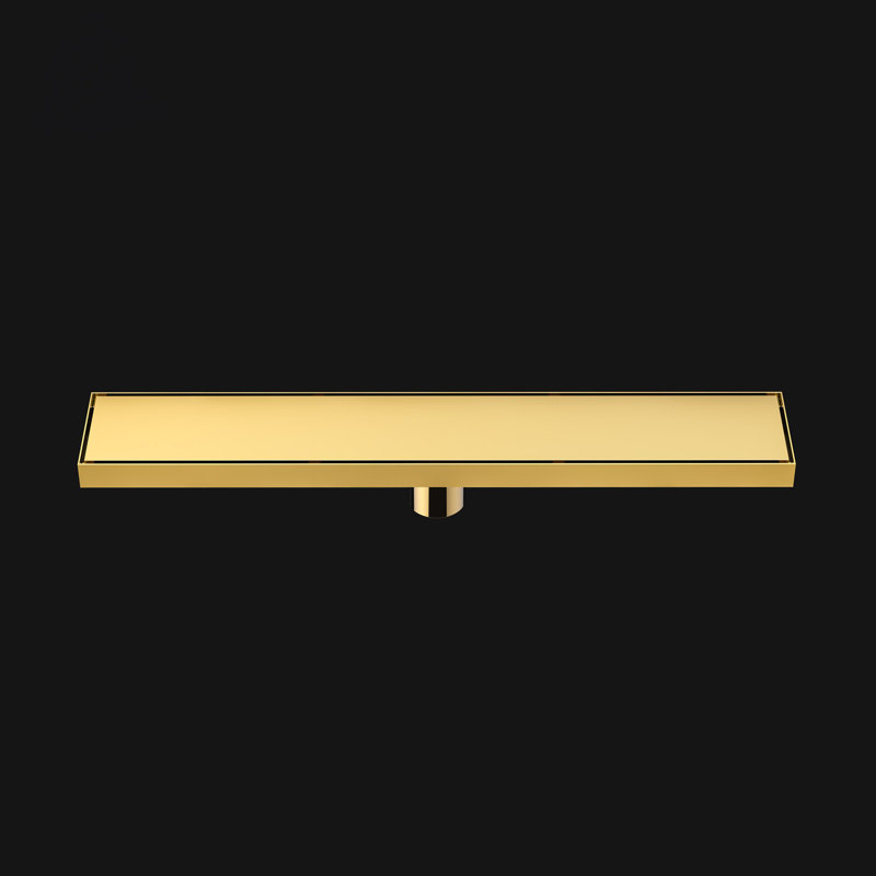 24" Modern Shower Linear Drain Polished Gold, Polished Gold