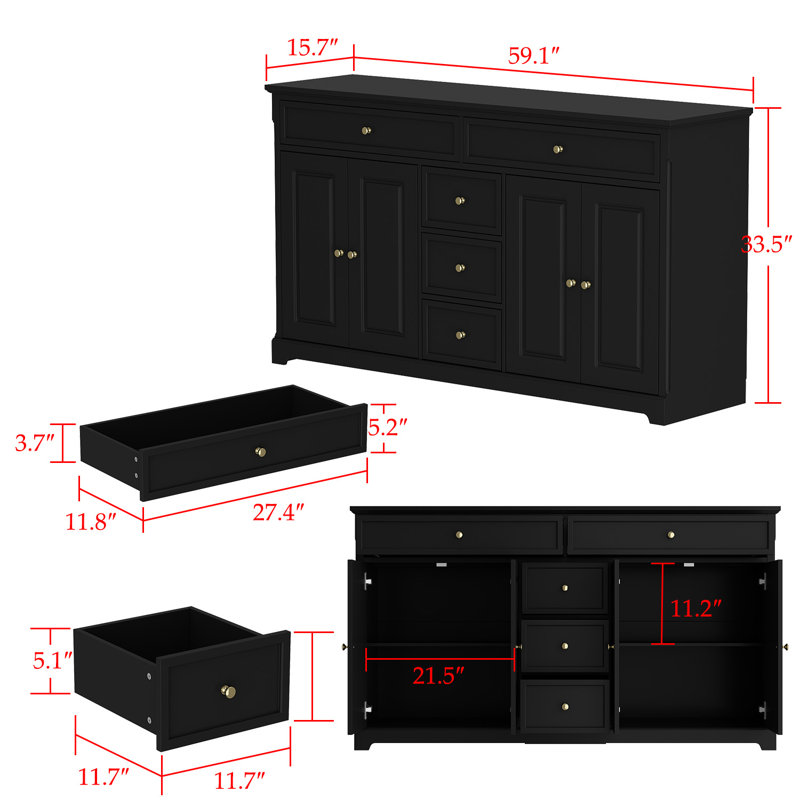 Hoschton 59.1'' Sideboard, Black
