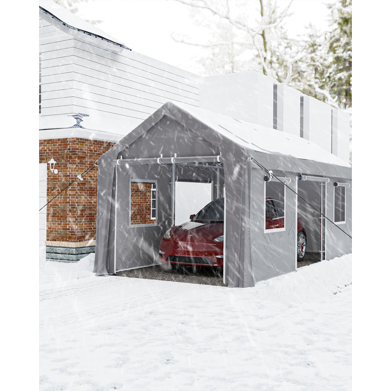 Panneau avant gris à fermeture à glissière de remplacement pour abri portatif 10 x 20 - porte à enroulement PE 180G, Gris