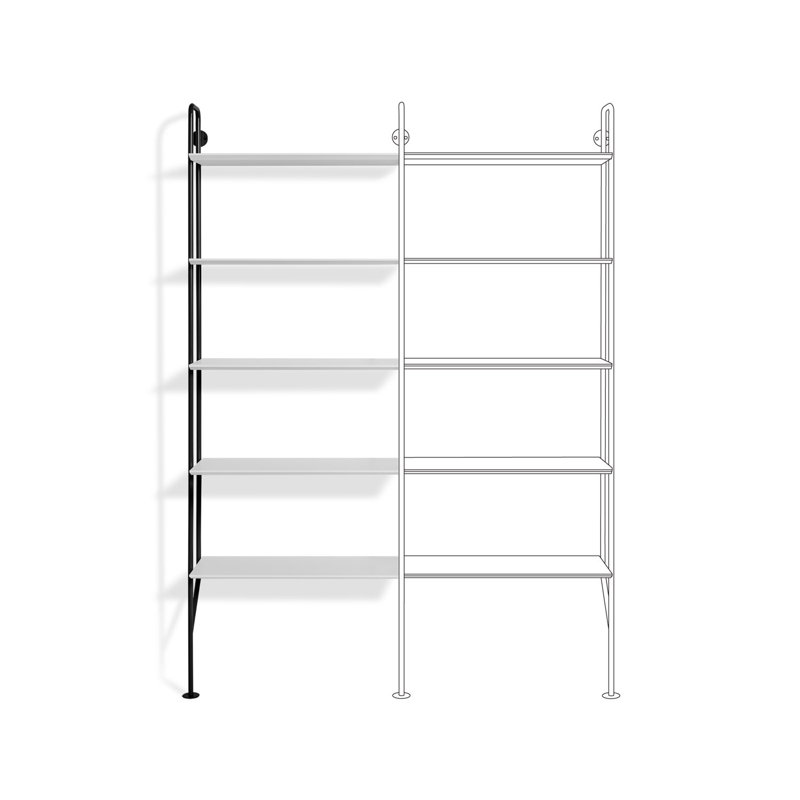 Black and White Metal and Wood Wall-Mounted Bookcase