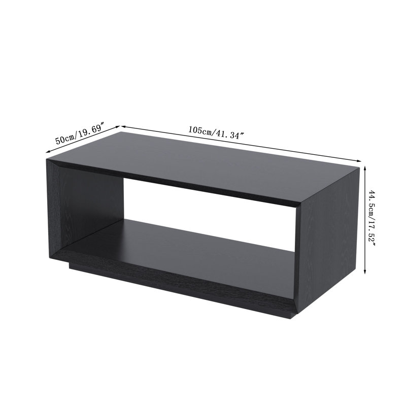 Rectangular Coffee Table With Storage For Living Room, Small Spaces, Black