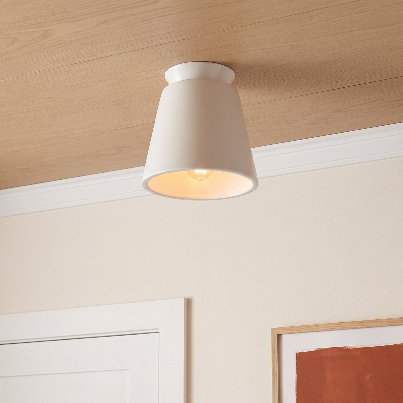 Logan 8" Single Light Flush Mount, Matte White, Incandescent (Not Included)