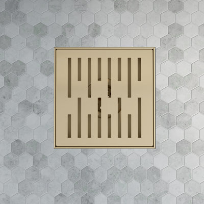 Dreamline Charisma 6 in. Square Grate Shower Drain, Brushed Brass