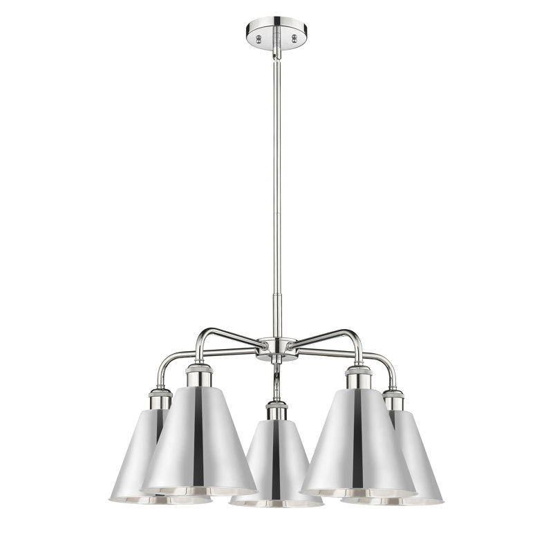 Lustre en cône à 5 lumières Allare Cone, Chrome poli