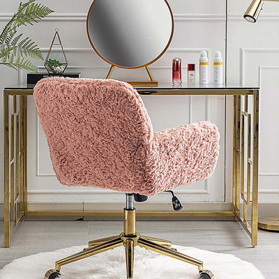 Chaise de bureau artificielle avec base en métal, chaise de bureau pivotante et chaise de coiffeuse