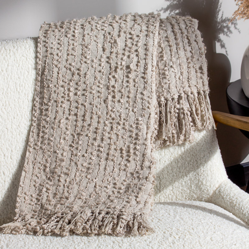 Jackie Hand Woven Throw Blanket, Feather
