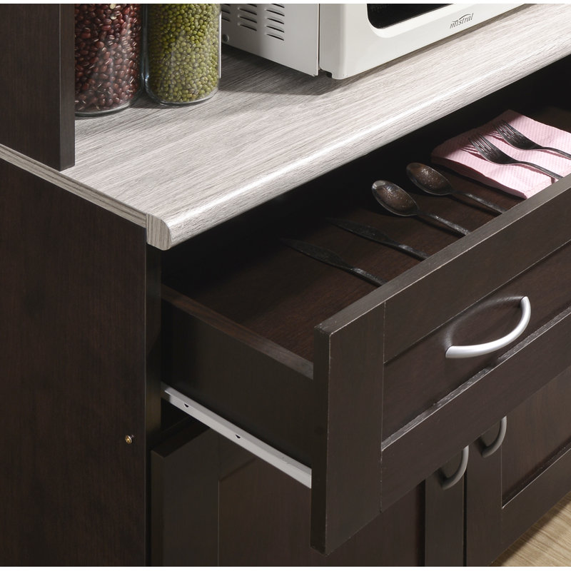 Sideboard with Bar Hutch, Chocolate/Gray
