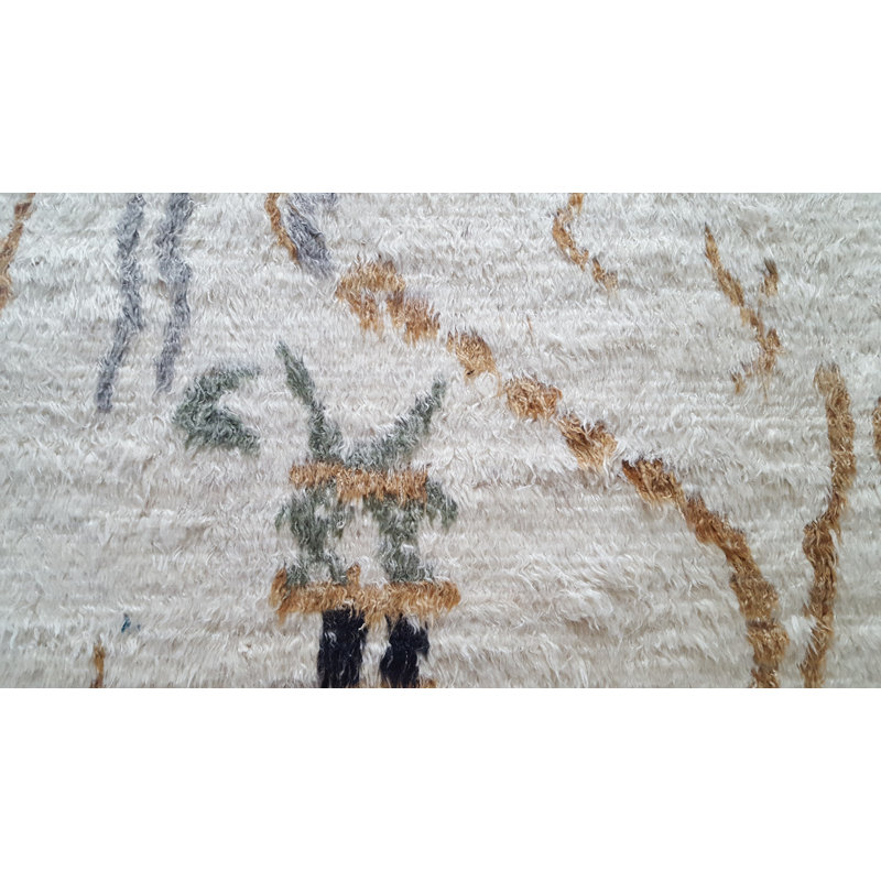 Moroccan Hand-Knotted Wool Beige/Orange Area Rug, Rectangle 8' x 10'
