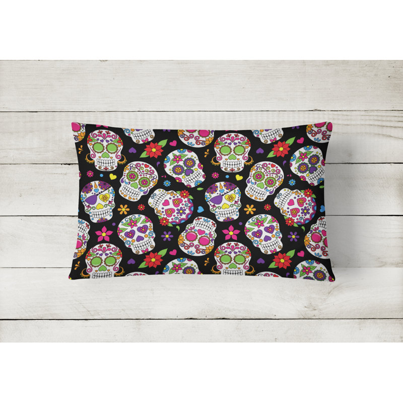 Day of the Dead Lumbar Pillow, Black
