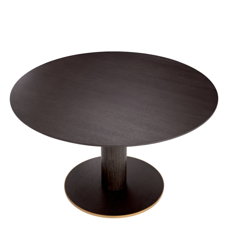 Dining Table Astro Natural Oak Veneer Bronze Finish - Stand, Gray/Oak Wood