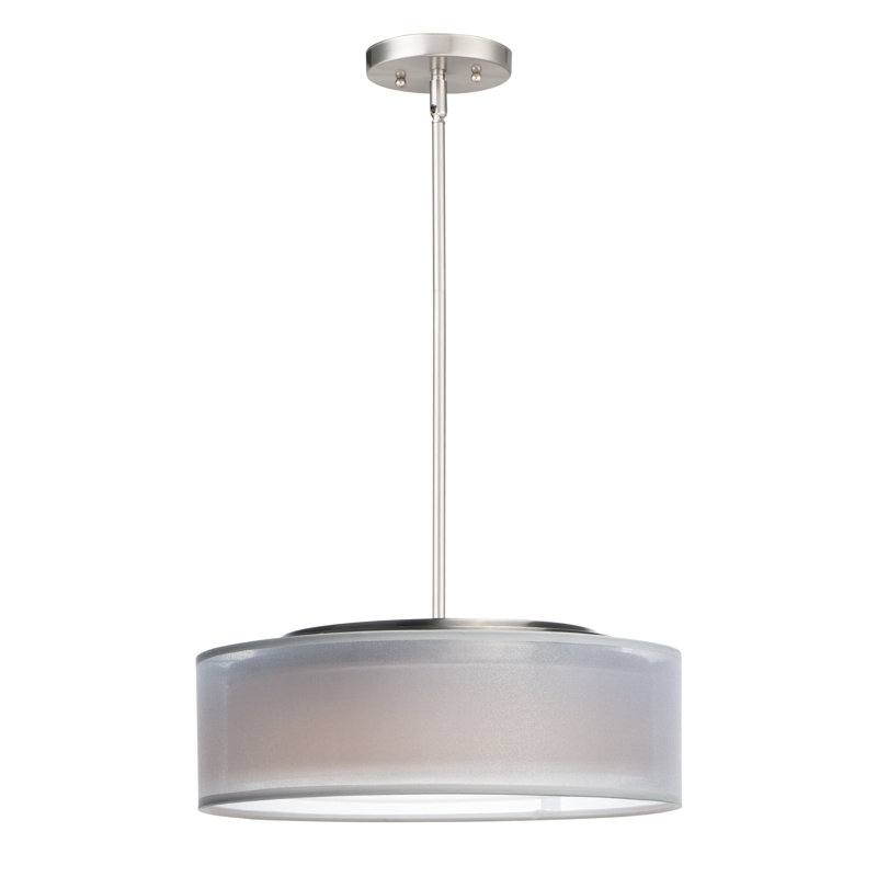 Luminaire suspendu cylindrique à 3 lumières Jessalyn, Nickel satiné
