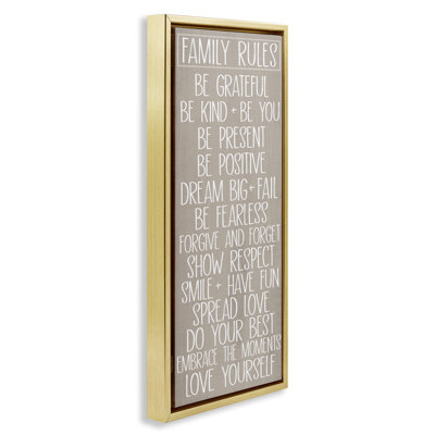 «Minimal Family Rules Floater», art mural sur toile par SD graphiques studio