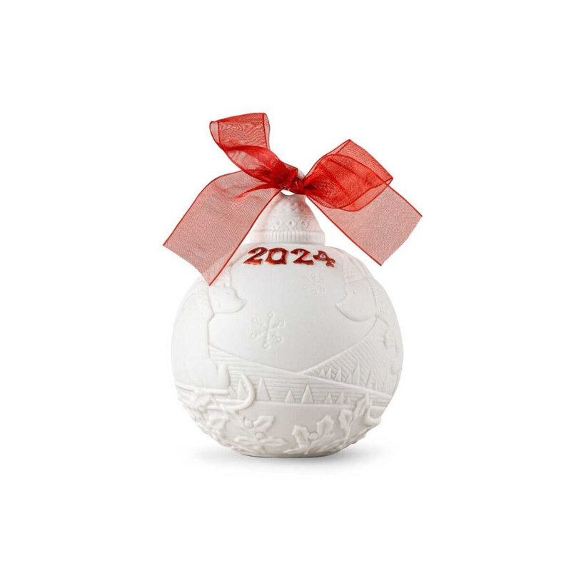 2024 Christmas Ball, White/Red