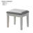 Contemporary Style 1pc Vanity w/ Stool Set Glass Top Storage Drawers Central Mirror w/ Bulbs USB And Power Outlet White and Gray Finish