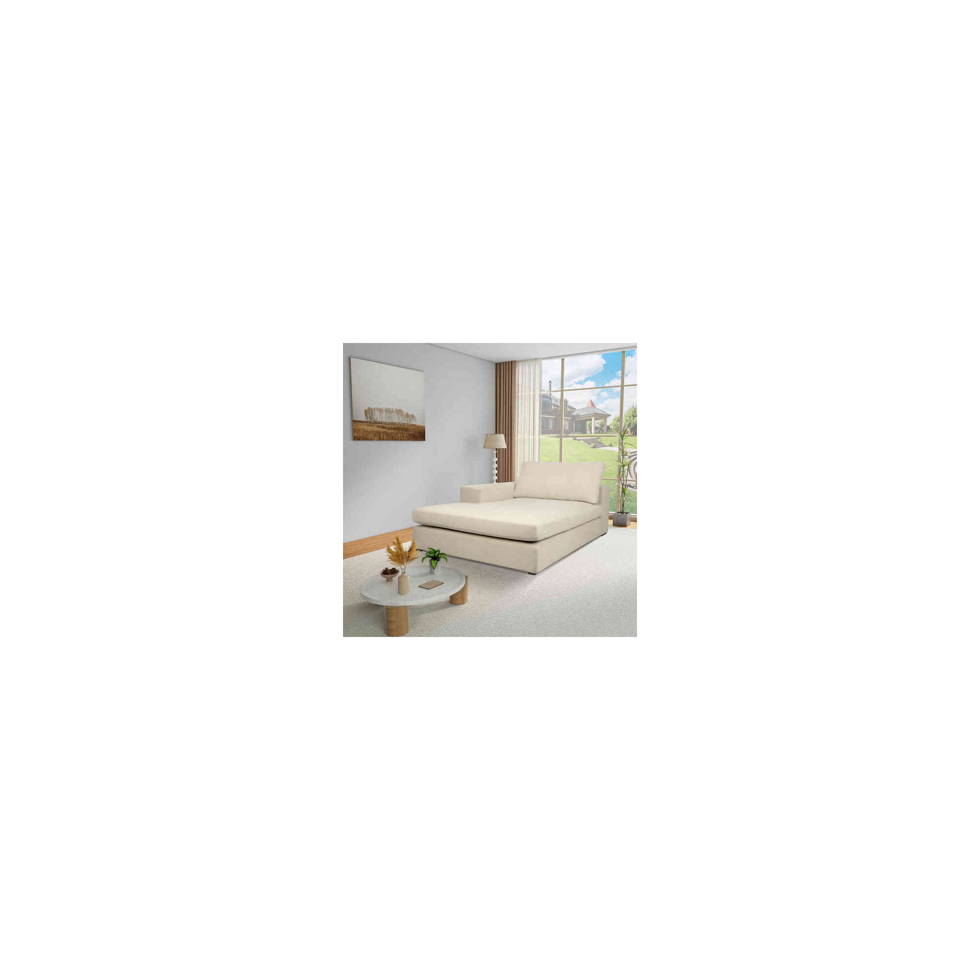 Ojai Upholstered Chaise Lounge, Beige, Left Hand Facing